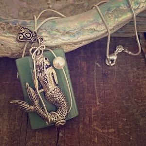 Healing Sterling Mermaid, Jade Necklace 1 Day Sale